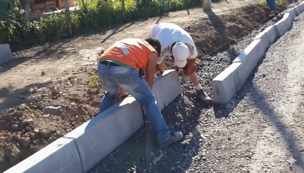 Trabajadores instalando soleras
